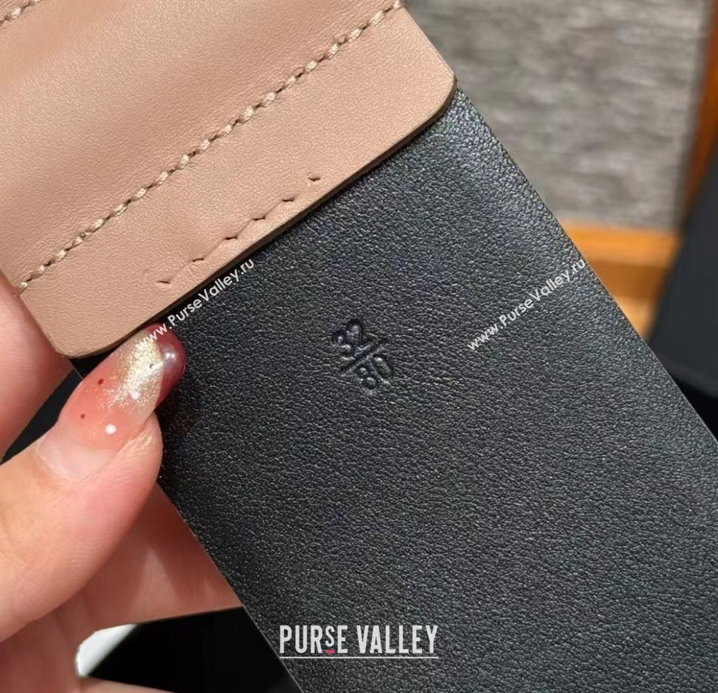 Chanel Calfskin Leather Wide Belt 5.5cm with Chain Pin Buckle Beige/Gold 2025 1231 (99-251231136)