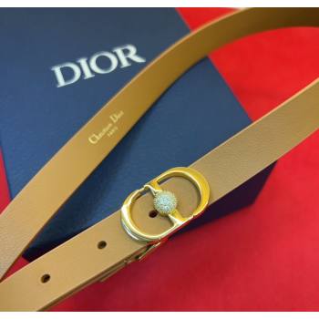 Dior Calfskin Leather Belt 2cm with Strass CD Buckle Brown/Gold 2025 1231 (99-251231146)