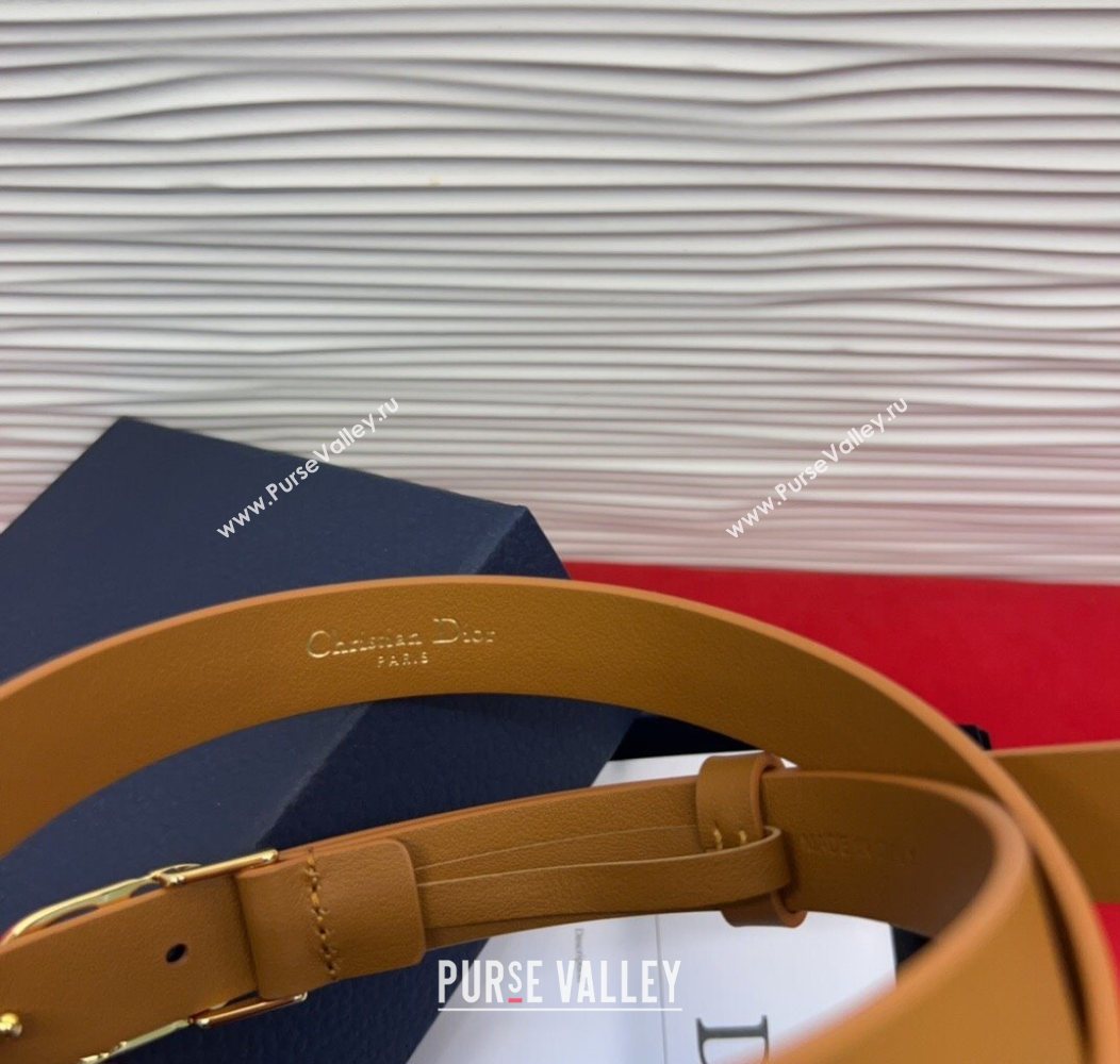 Dior Calfskin Leather Belt 2cm with Strass CD Buckle Brown/Gold 2025 1231 (99-251231146)