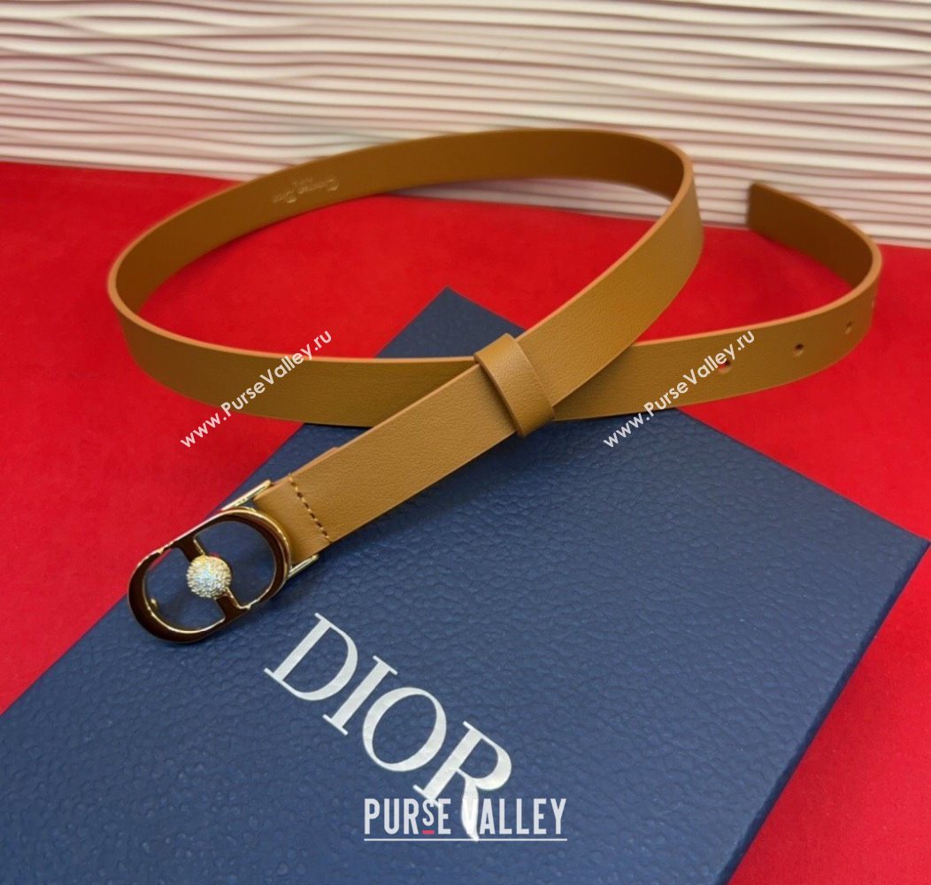 Dior Calfskin Leather Belt 2cm with Strass CD Buckle Brown/Gold 2025 1231 (99-251231146)