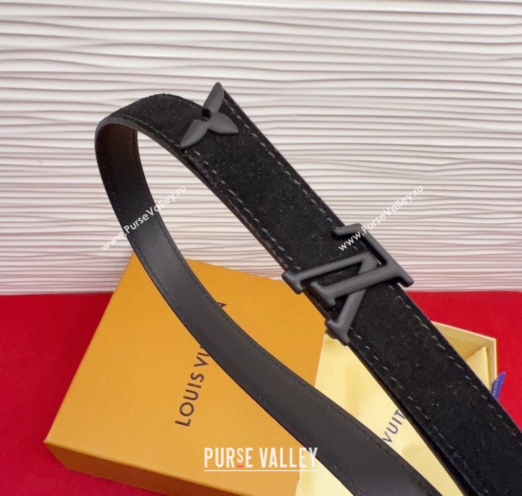 Louis Vuitton Pretty LV Belt 2cm in Suede and Leather All Black 2026 M8232 (99-260104008)