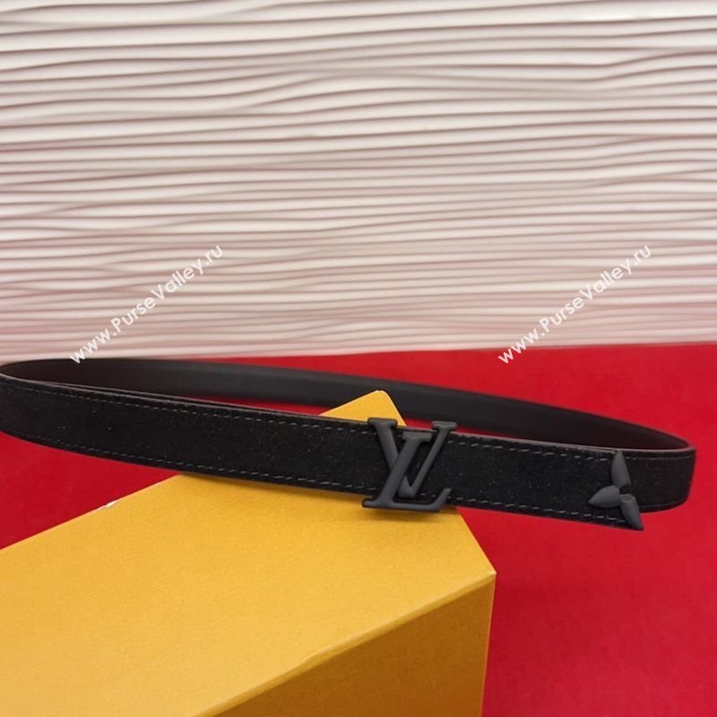 Louis Vuitton Pretty LV Belt 2cm in Suede and Leather All Black 2026 M8232 (99-260104008)