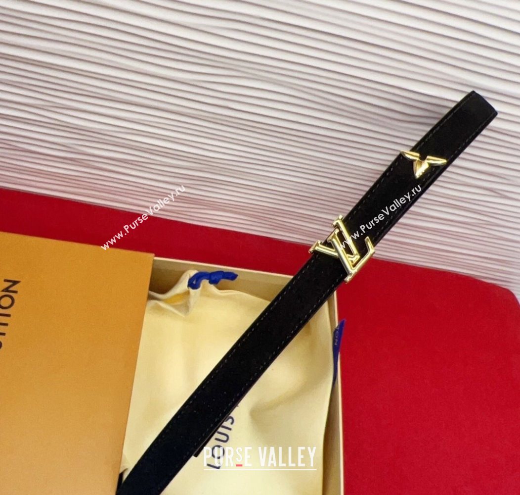 Louis Vuitton Pretty LV Belt 2cm in Suede and Leather Black/Gold 2026 M8232 (99-260104009)