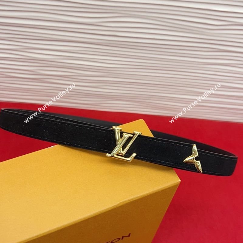 Louis Vuitton Pretty LV Belt 2cm in Suede and Leather Black/Gold 2026 M8232 (99-260104009)