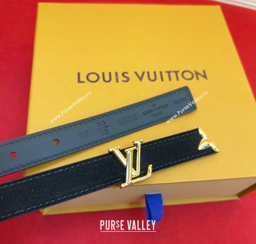 Louis Vuitton Pretty LV Belt 2cm in Suede and Leather Black/Gold 2026 M8232 (99-260104009)