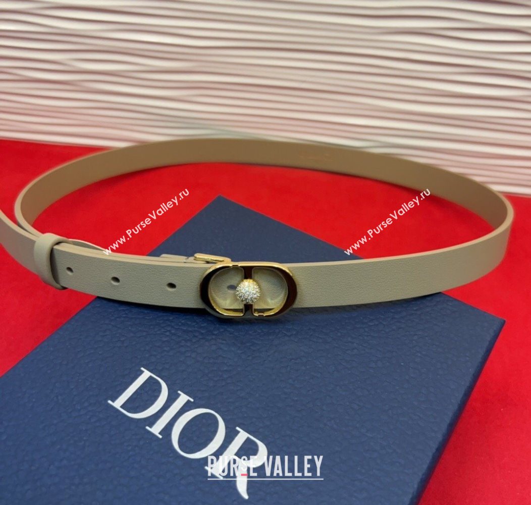 Dior Calfskin Leather Belt 2cm with Strass CD Buckle Beige/Gold 2025 1231 (99-251231147)