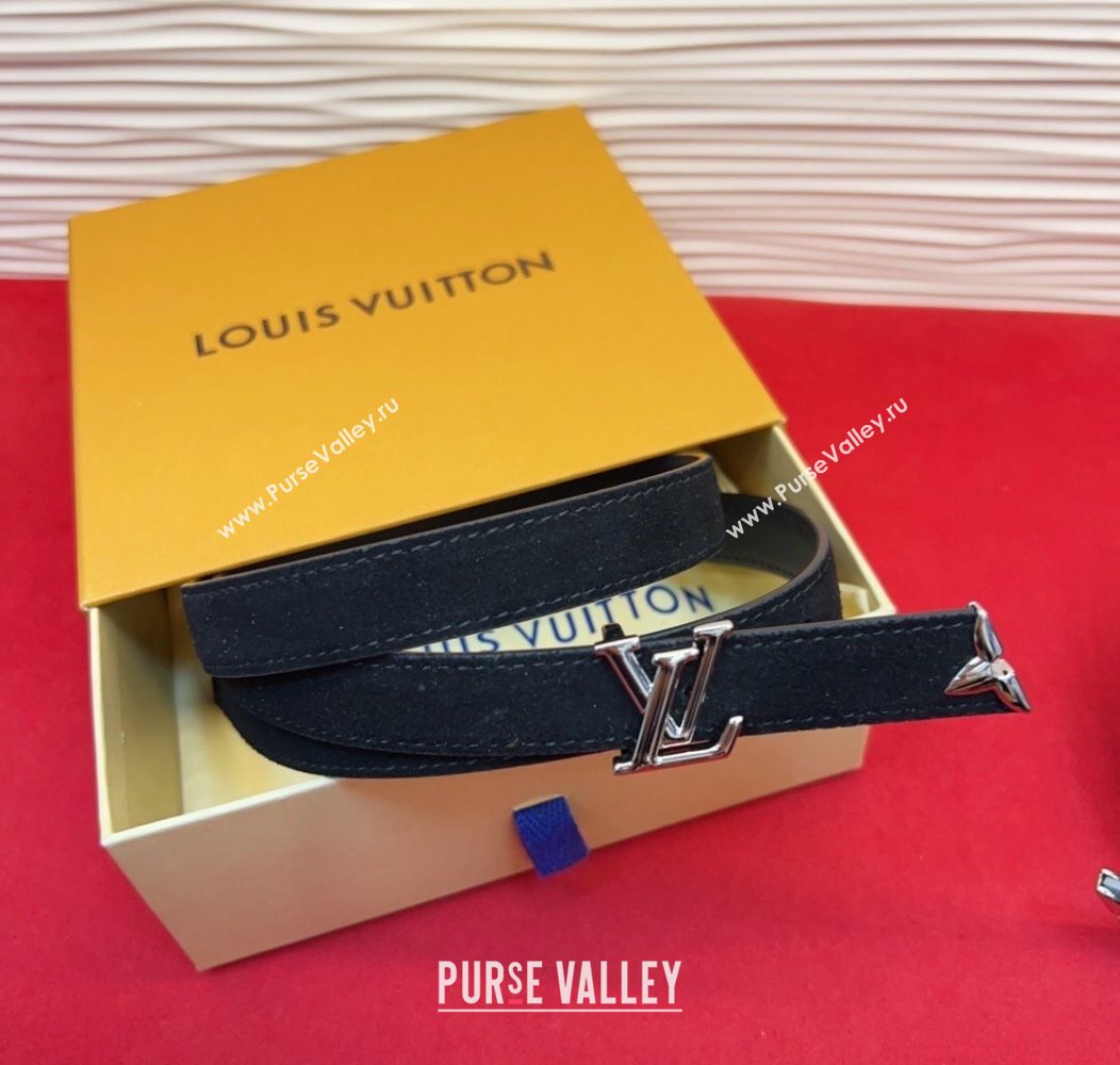 Louis Vuitton Pretty LV Belt 2cm in Suede and Leather Black/Silver 2026 M8232 (99-260104010)