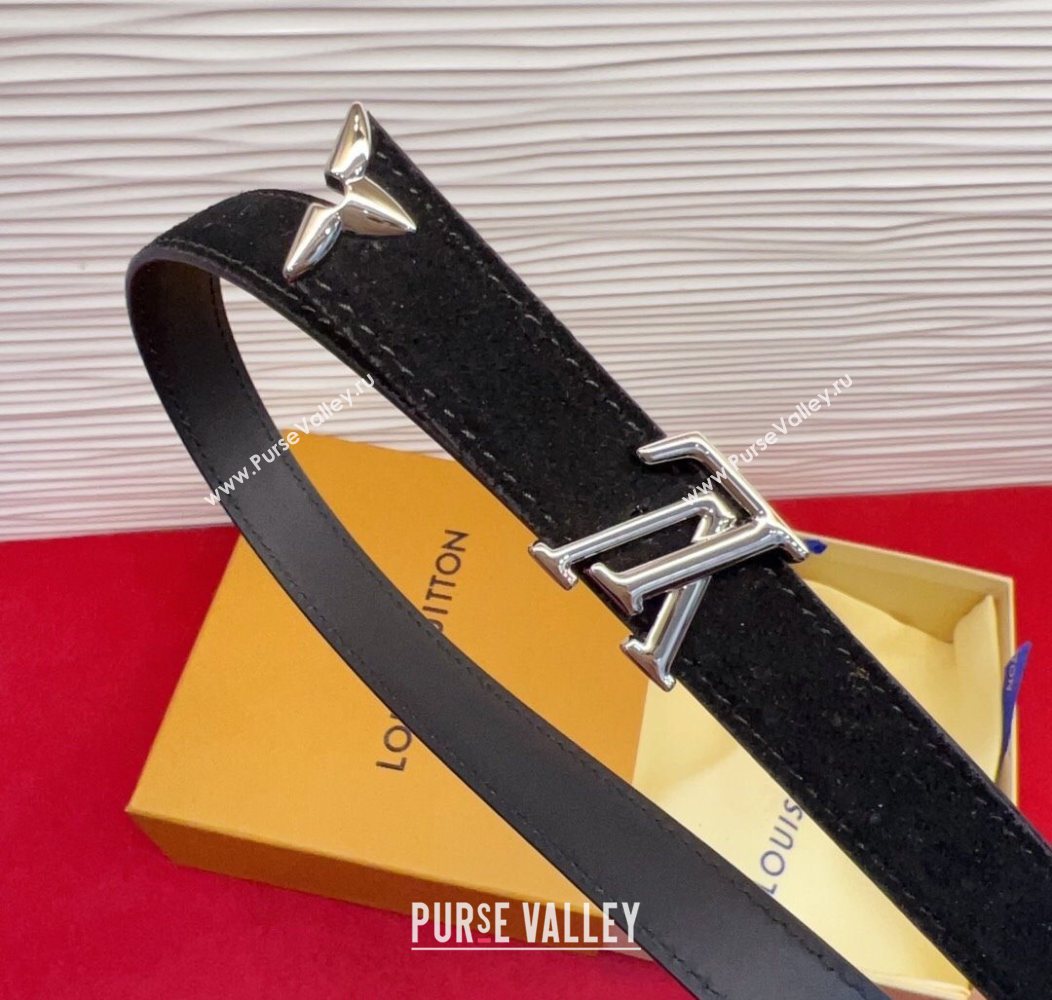 Louis Vuitton Pretty LV Belt 2cm in Suede and Leather Black/Silver 2026 M8232 (99-260104010)