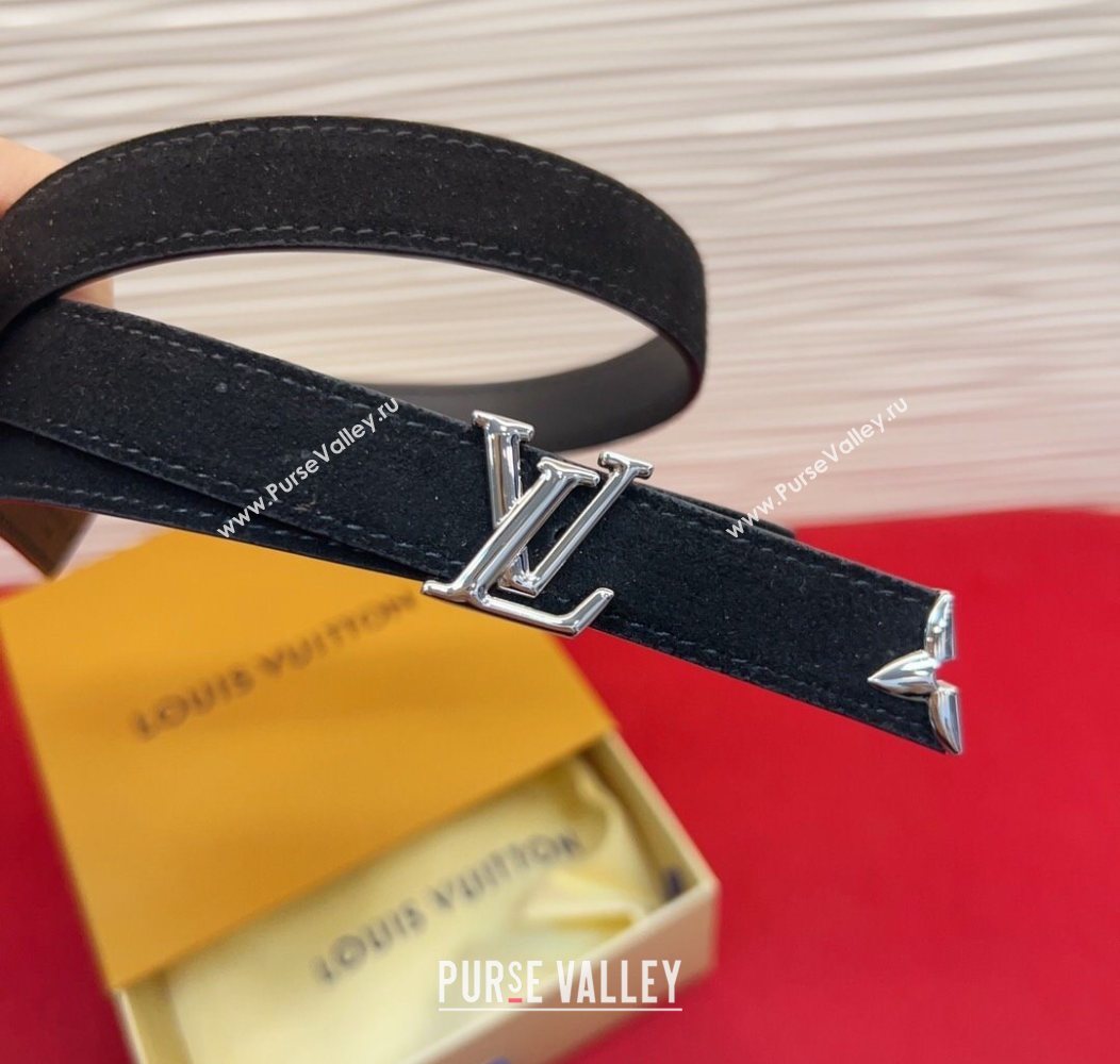 Louis Vuitton Pretty LV Belt 2cm in Suede and Leather Black/Silver 2026 M8232 (99-260104010)