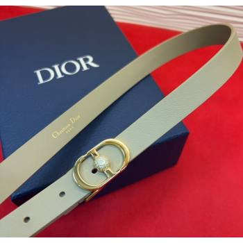 Dior Calfskin Leather Belt 2cm with Strass CD Buckle Beige/Gold 2025 1231 (99-251231147)