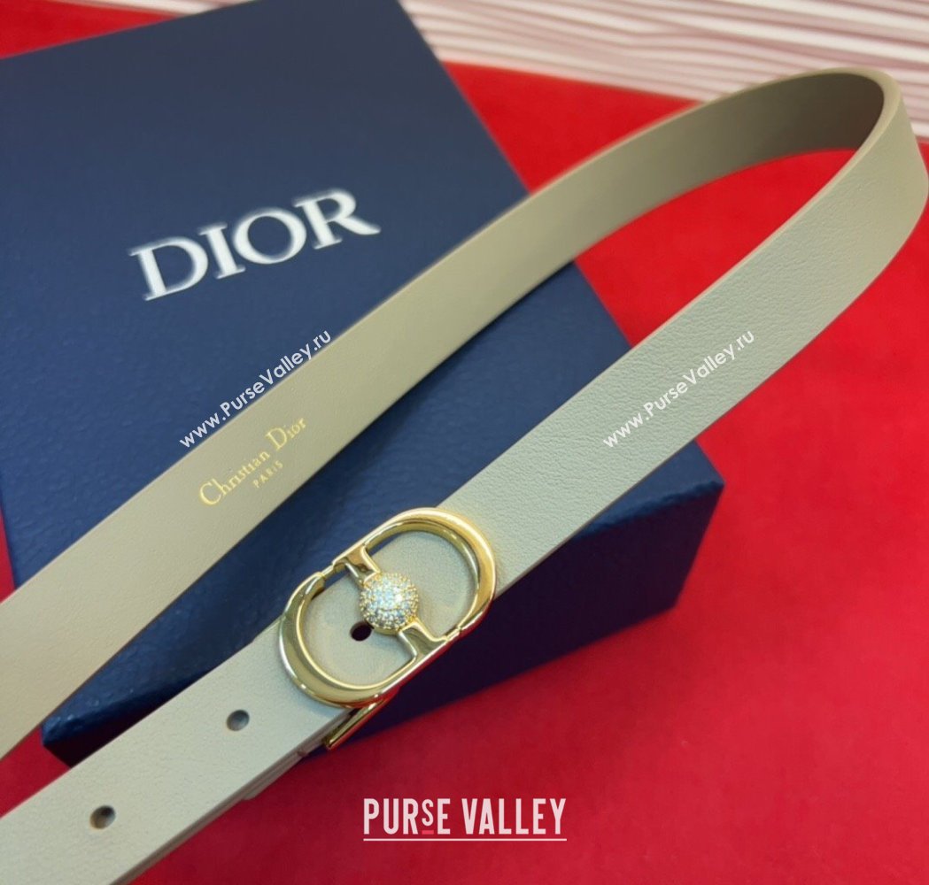Dior Calfskin Leather Belt 2cm with Strass CD Buckle Beige/Gold 2025 1231 (99-251231147)