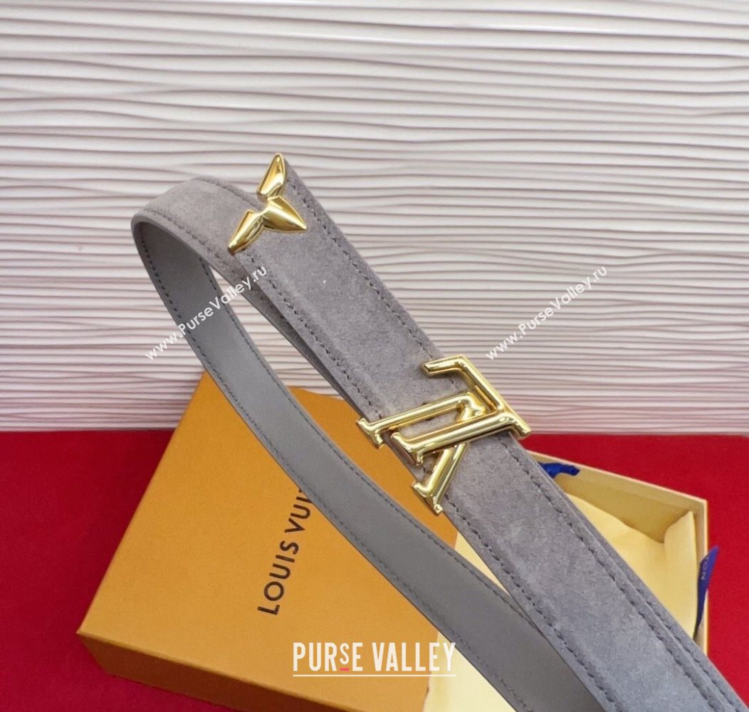 Louis Vuitton Pretty LV Belt 2cm in Suede and Leather Grey/Gold 2026 M8232 (99-260104013)