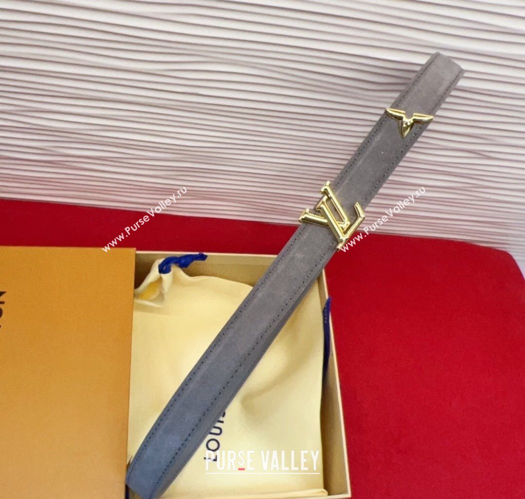 Louis Vuitton Pretty LV Belt 2cm in Suede and Leather Grey/Gold 2026 M8232 (99-260104013)