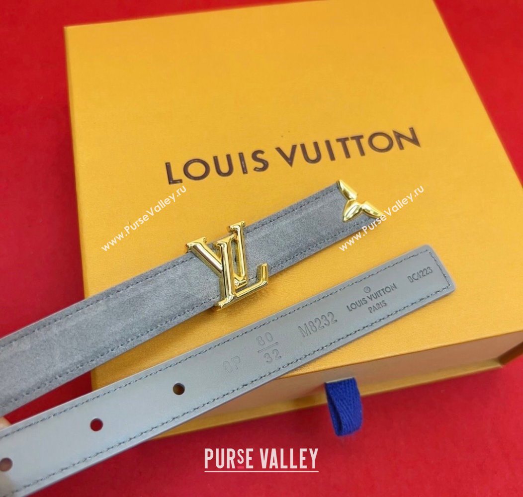 Louis Vuitton Pretty LV Belt 2cm in Suede and Leather Grey/Gold 2026 M8232 (99-260104013)