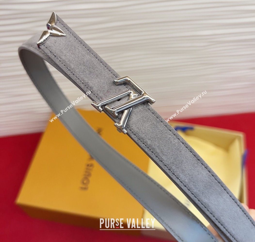 Louis Vuitton Pretty LV Belt 2cm in Suede and Leather Grey/Silver 2026 M8232 (99-260104014)