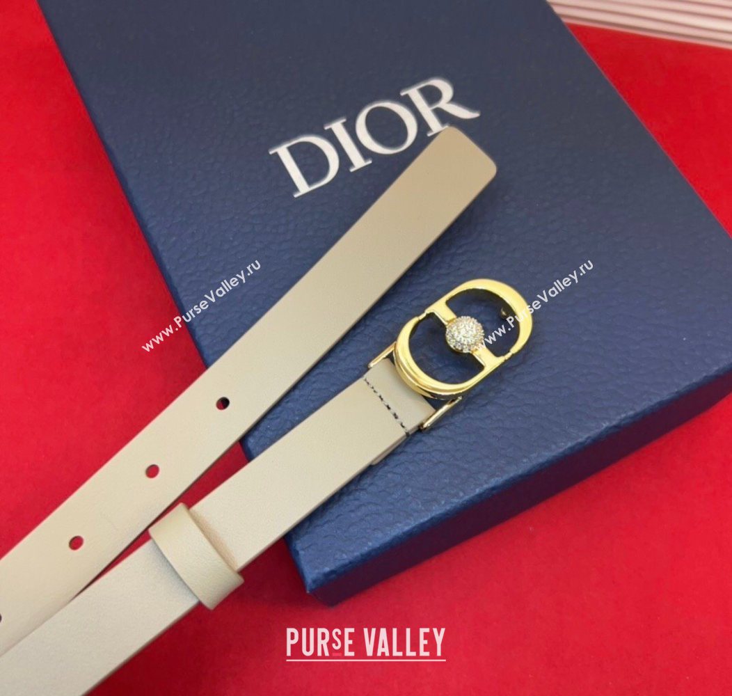 Dior Calfskin Leather Belt 2cm with Strass CD Buckle Beige/Gold 2025 1231 (99-251231147)