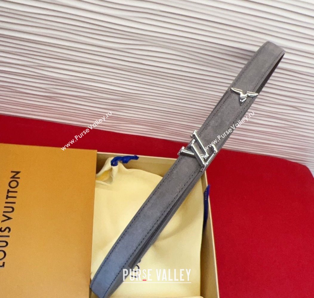Louis Vuitton Pretty LV Belt 2cm in Suede and Leather Grey/Silver 2026 M8232 (99-260104014)