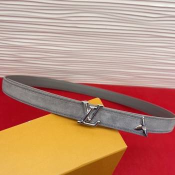 Louis Vuitton Pretty LV Belt 2cm in Suede and Leather Grey/Silver 2026 M8232 (99-260104014)