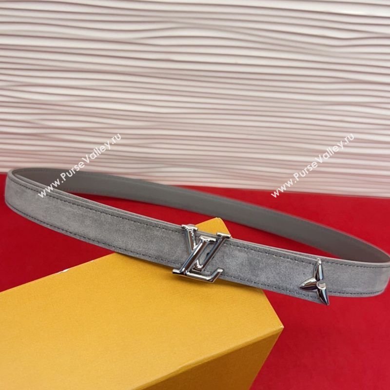 Louis Vuitton Pretty LV Belt 2cm in Suede and Leather Grey/Silver 2026 M8232 (99-260104014)