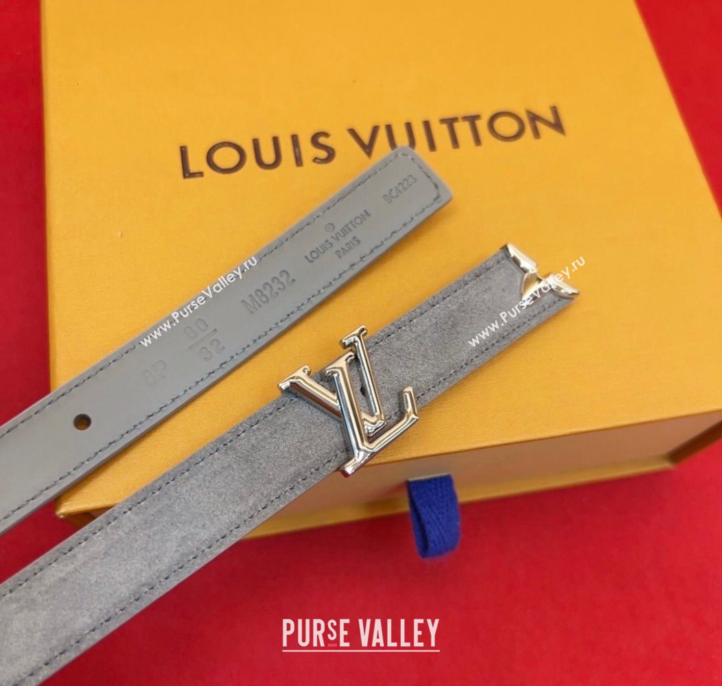 Louis Vuitton Pretty LV Belt 2cm in Suede and Leather Grey/Silver 2026 M8232 (99-260104014)