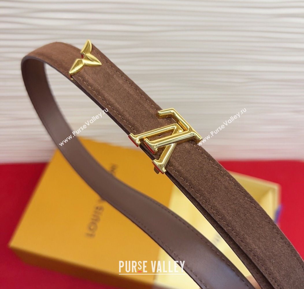 Louis Vuitton Pretty LV Belt 2cm in Suede and Leather Brown/Gold 2026 M8232 (99-260104015)