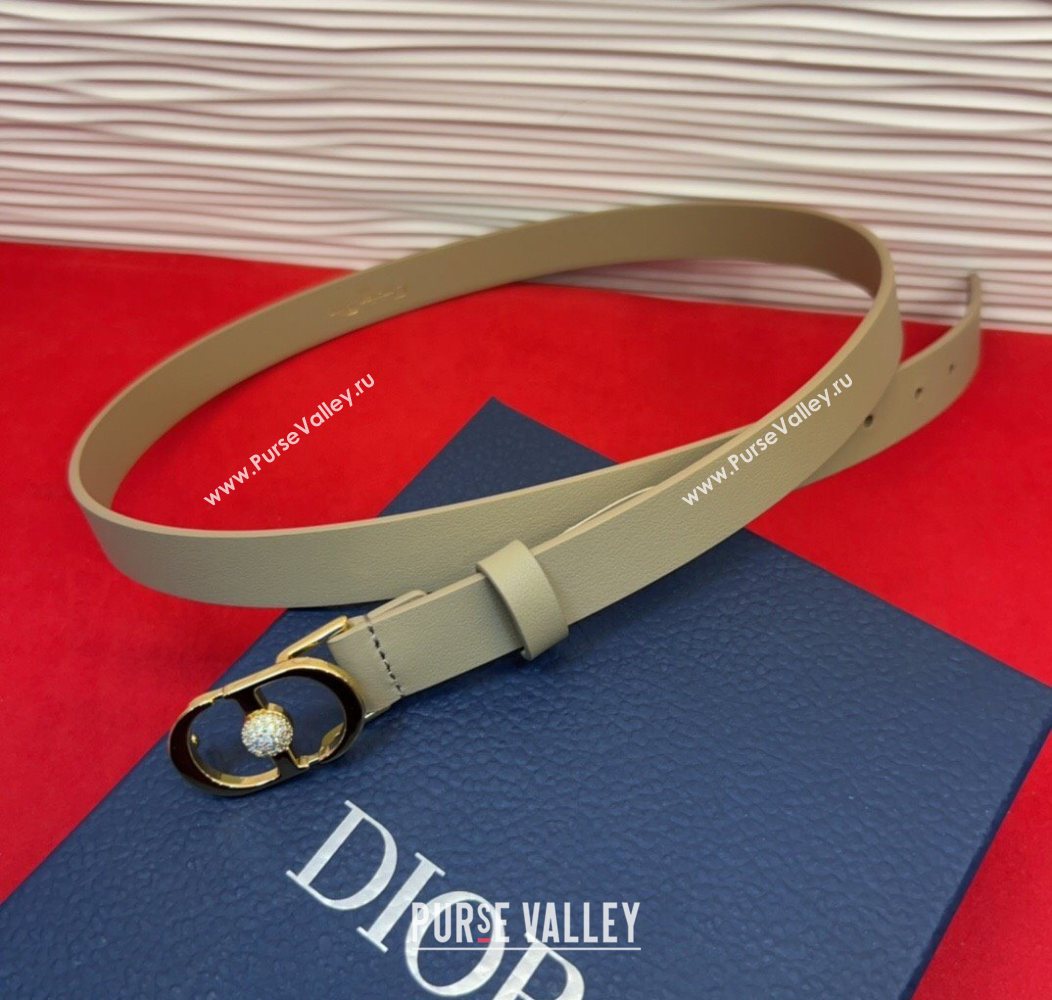 Dior Calfskin Leather Belt 2cm with Strass CD Buckle Beige/Gold 2025 1231 (99-251231147)