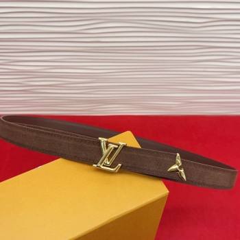 Louis Vuitton Pretty LV Belt 2cm in Suede and Leather Brown/Gold 2026 M8232 (99-260104015)