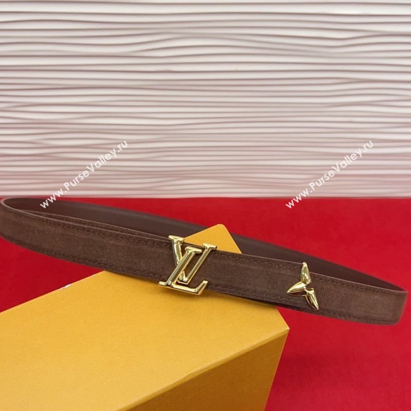 Louis Vuitton Pretty LV Belt 2cm in Suede and Leather Brown/Gold 2026 M8232 (99-260104015)