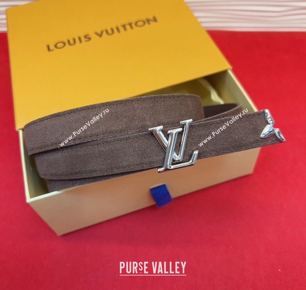 Louis Vuitton Pretty LV Belt 2cm in Suede and Leather Brown/Silver 2026 M8232 (99-260104016)