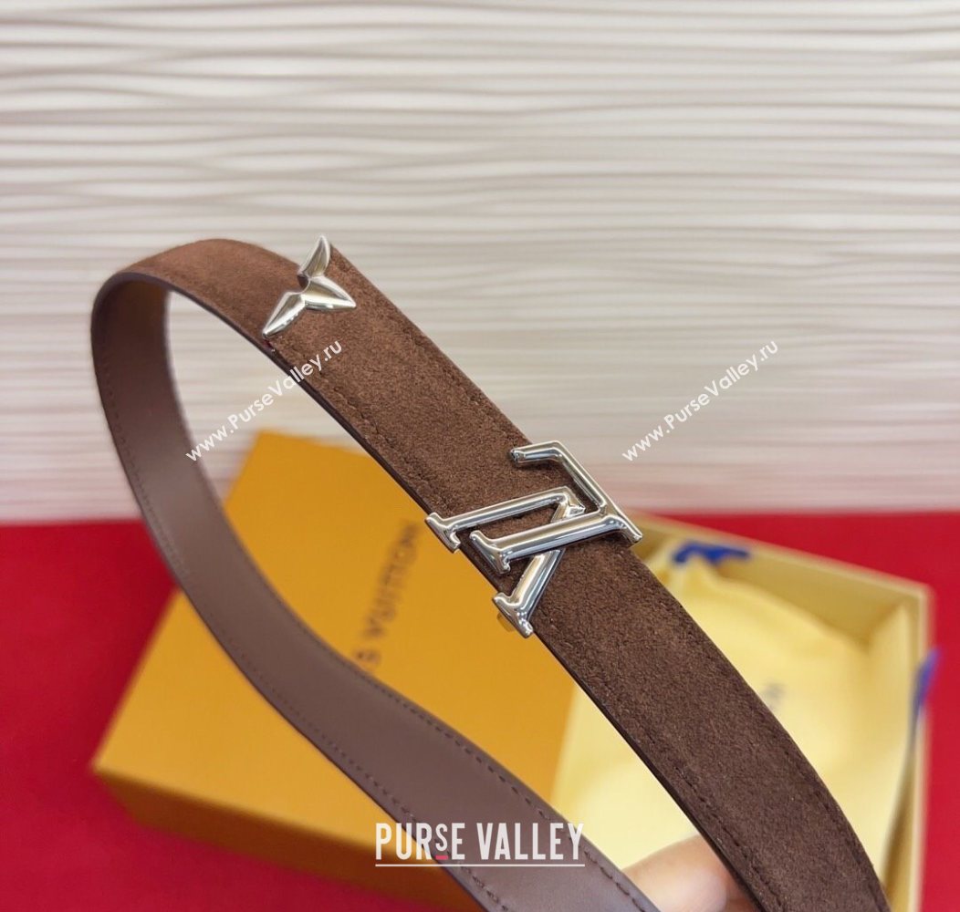 Louis Vuitton Pretty LV Belt 2cm in Suede and Leather Brown/Silver 2026 M8232 (99-260104016)