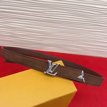 Louis Vuitton Pretty LV Belt 2cm in Suede and Leather Brown/Silver 2026 M8232 (99-260104016)