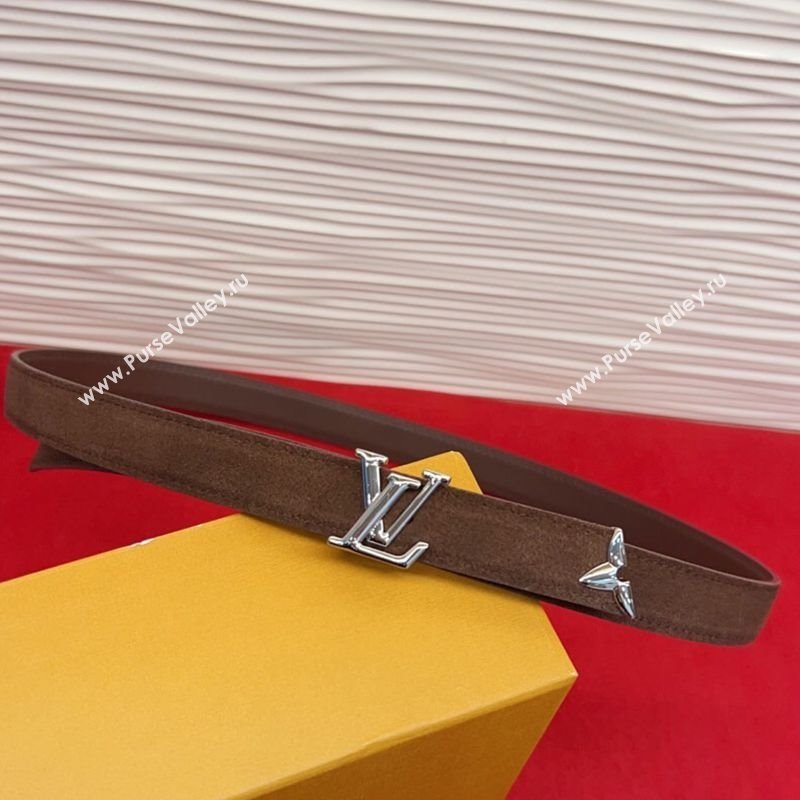 Louis Vuitton Pretty LV Belt 2cm in Suede and Leather Brown/Silver 2026 M8232 (99-260104016)