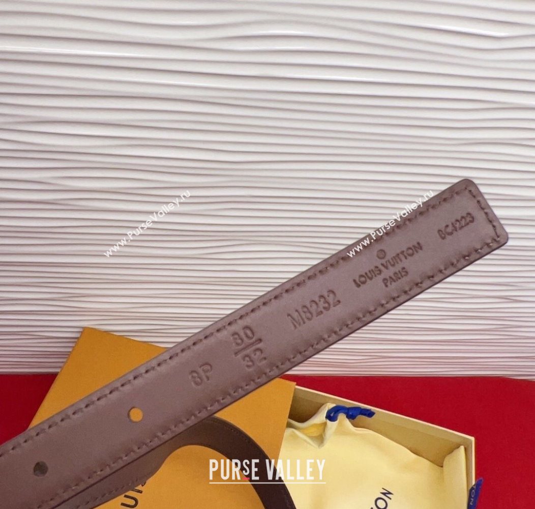 Louis Vuitton Pretty LV Belt 2cm in Suede and Leather Brown/Silver 2026 M8232 (99-260104016)