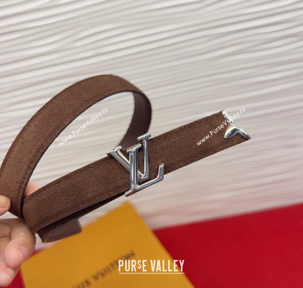 Louis Vuitton Pretty LV Belt 2cm in Suede and Leather Brown/Silver 2026 M8232 (99-260104016)