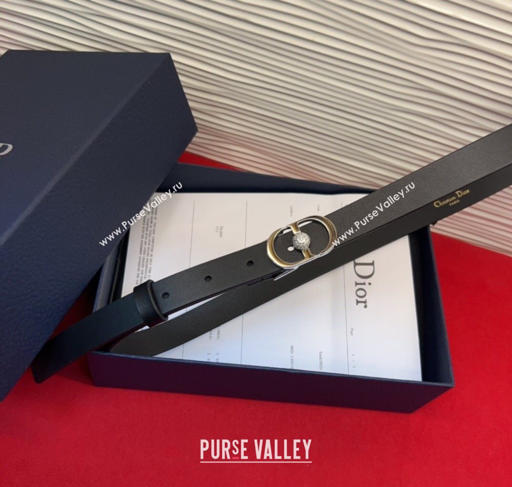 Dior Calfskin Leather Belt 2cm with Strass CD Buckle Black/Silver 2025 1231 (99-251231148)