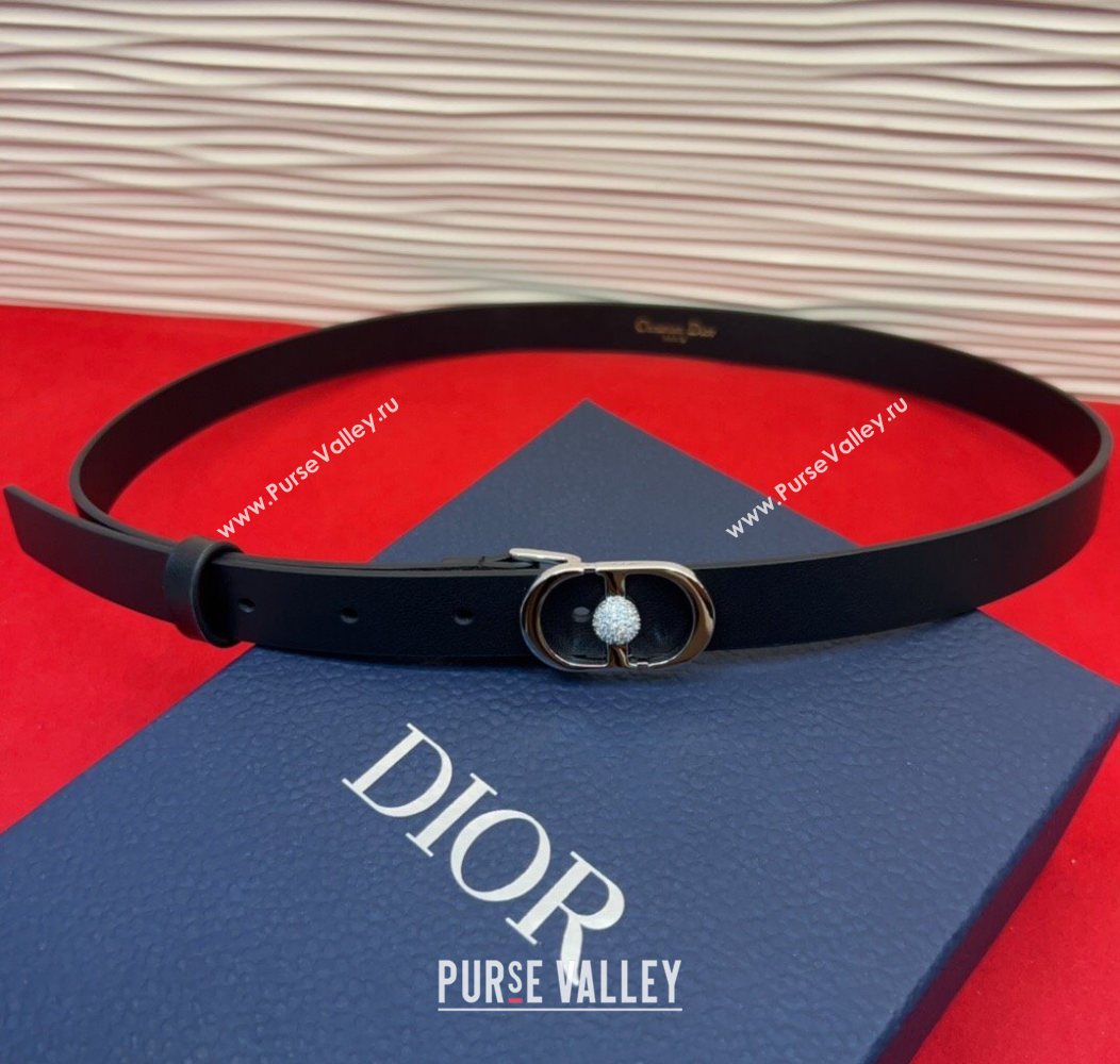 Dior Calfskin Leather Belt 2cm with Strass CD Buckle Black/Silver 2025 1231 (99-251231148)