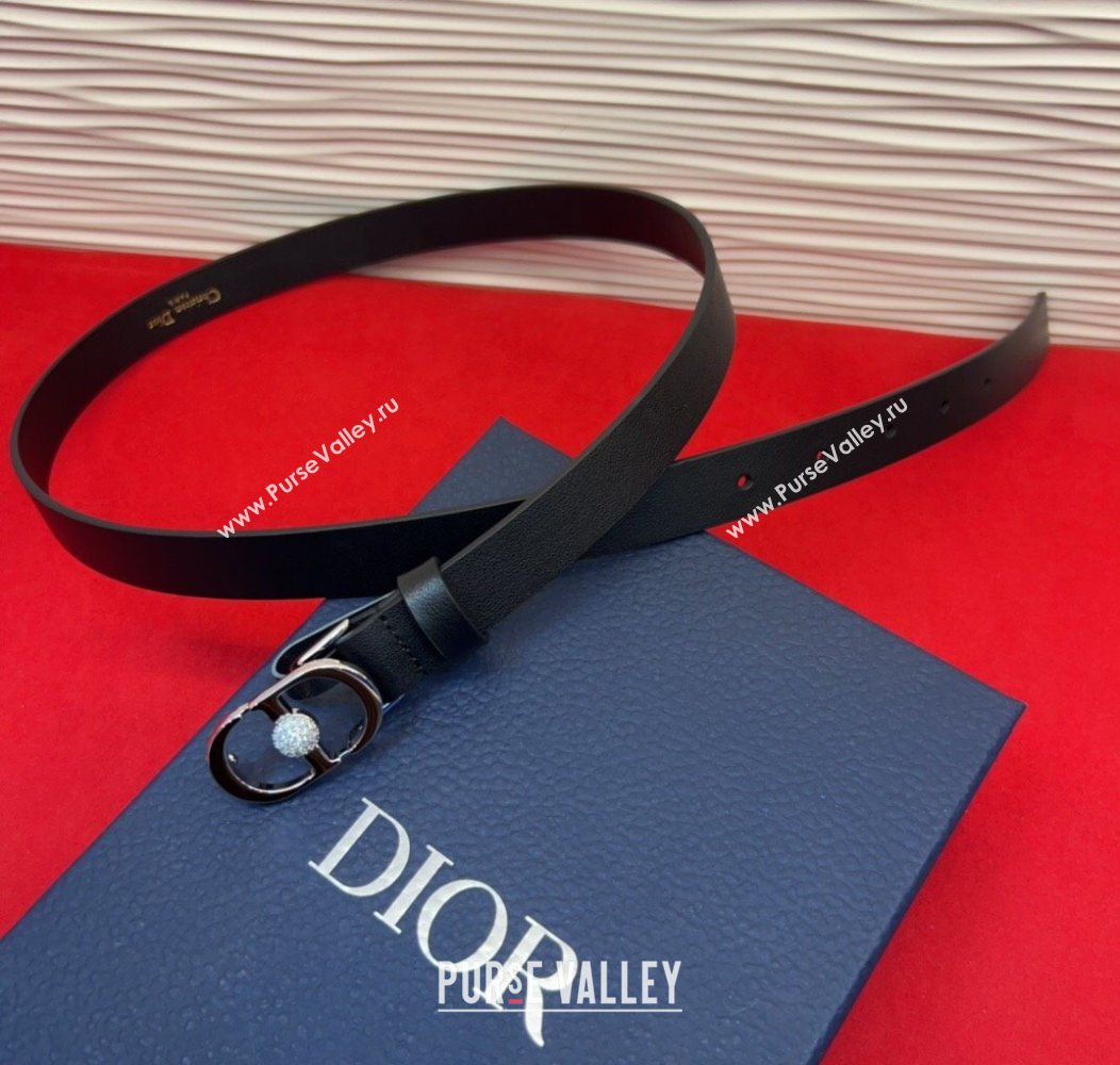 Dior Calfskin Leather Belt 2cm with Strass CD Buckle Black/Silver 2025 1231 (99-251231148)
