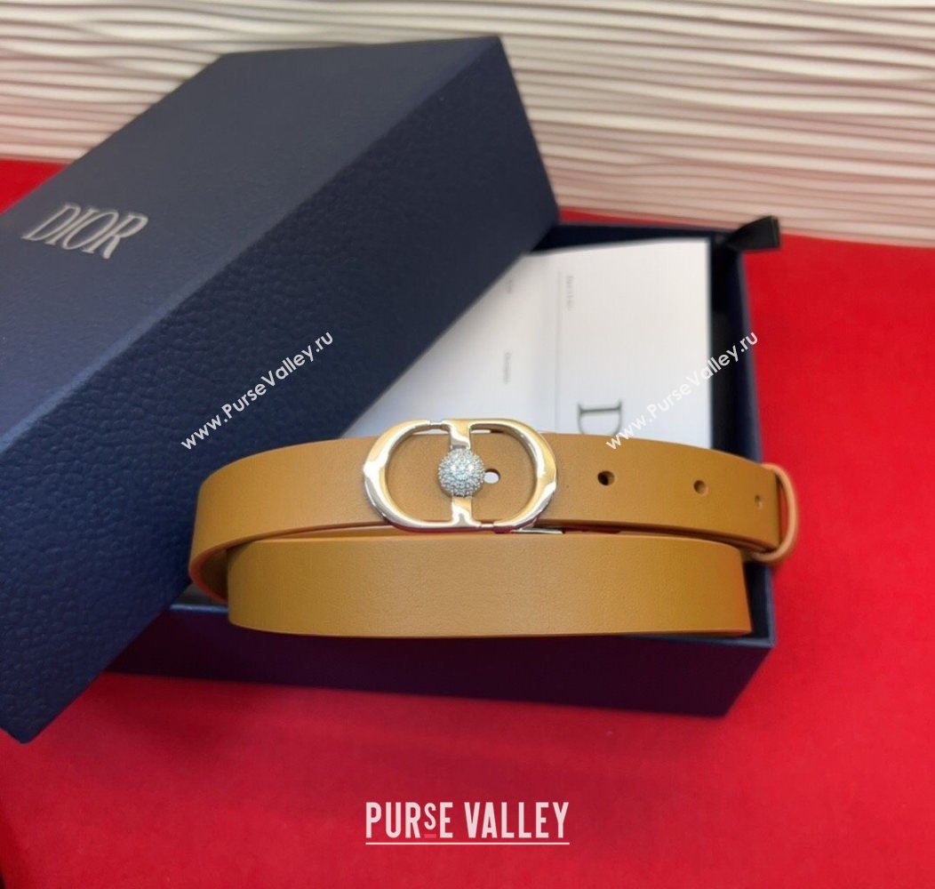 Dior Calfskin Leather Belt 2cm with Strass CD Buckle Brown/Silver 2025 1231 (99-251231150)