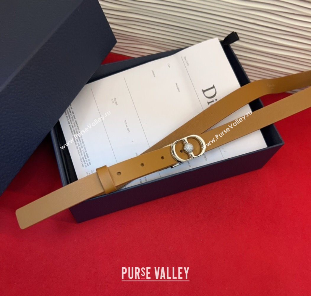 Dior Calfskin Leather Belt 2cm with Strass CD Buckle Brown/Silver 2025 1231 (99-251231150)