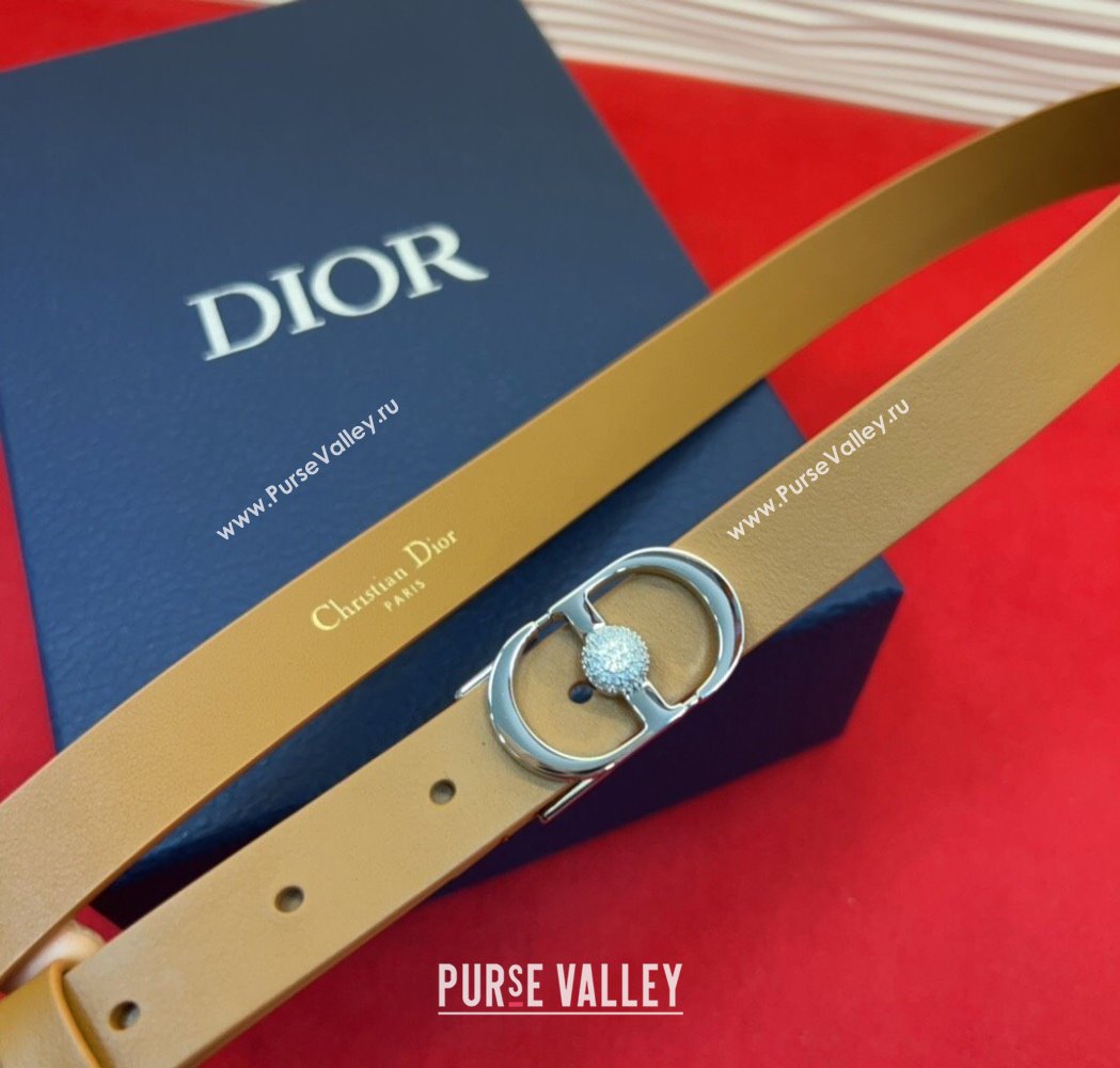 Dior Calfskin Leather Belt 2cm with Strass CD Buckle Brown/Silver 2025 1231 (99-251231150)