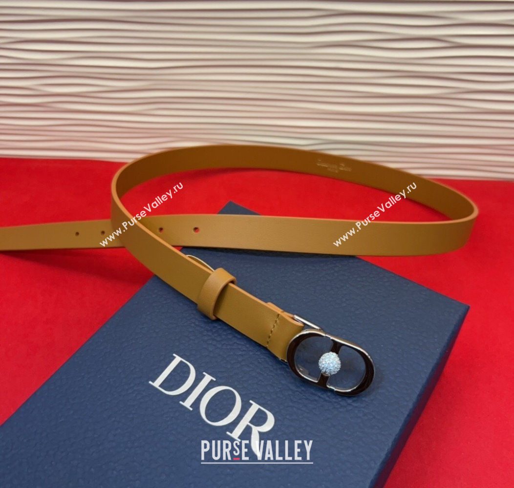 Dior Calfskin Leather Belt 2cm with Strass CD Buckle Brown/Silver 2025 1231 (99-251231150)