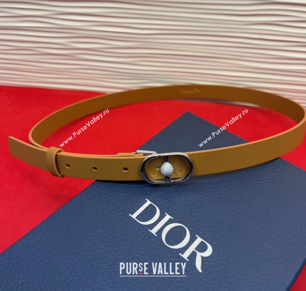 Dior Calfskin Leather Belt 2cm with Strass CD Buckle Brown/Silver 2025 1231 (99-251231150)