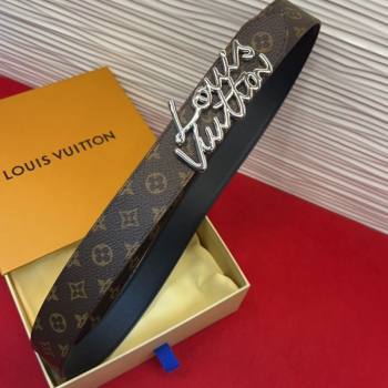 Louis Vuitton LV Script Belt 3cm in Monogram Canvas and Leather Black/Silver 2025 M4515 (99-260104001)