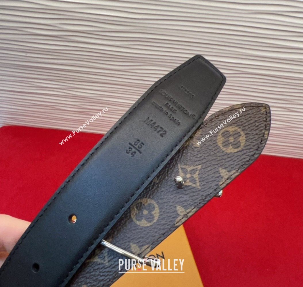Louis Vuitton LV Script Belt 3cm in Monogram Canvas and Leather Black/Silver 2025 M4515 (99-260104001)