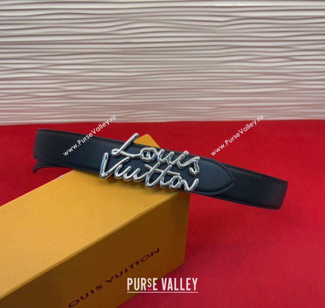 Louis Vuitton LV Script Belt 3cm in Monogram Canvas and Leather Black/Silver 2025 M4515 (99-260104001)