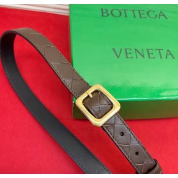 Bottega Veneta Intrecciato Leather Belt 2cm with Pin Buckle Coffee 2025 BV26010401 (99-260104047)