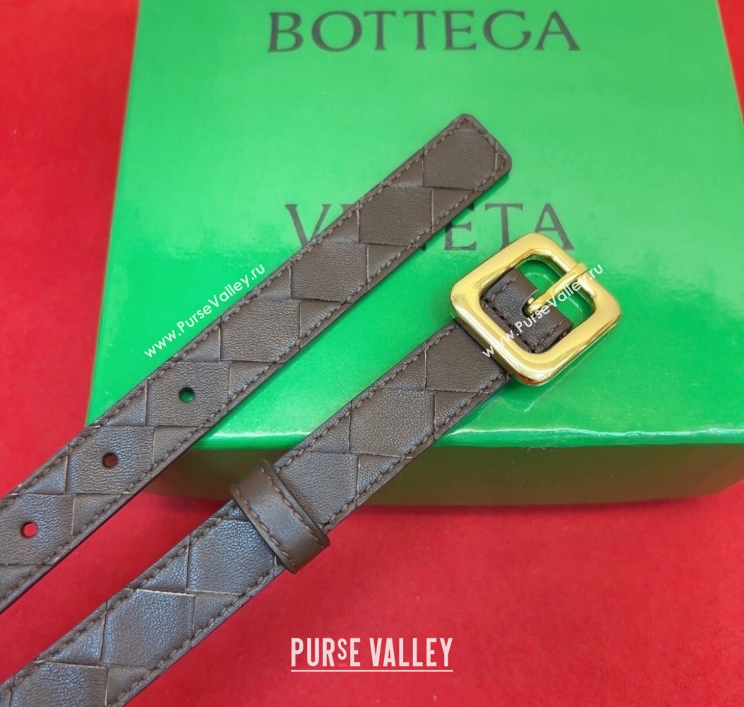 Bottega Veneta Intrecciato Leather Belt 2cm with Pin Buckle Coffee 2025 BV26010401 (99-260104047)