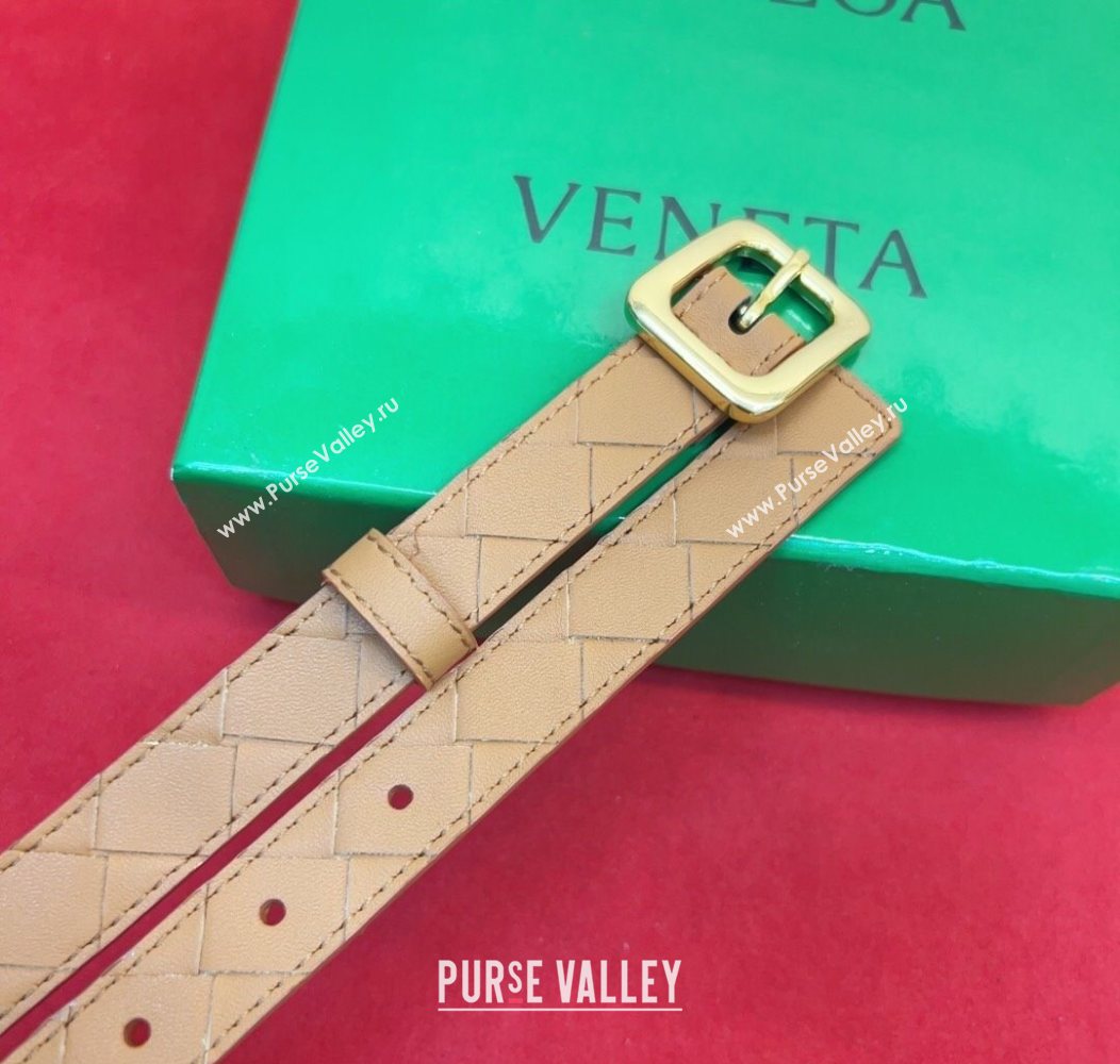 Bottega Veneta Intrecciato Leather Belt 2cm with Pin Buckle Beige 2025 BV26010401 (99-260104048)
