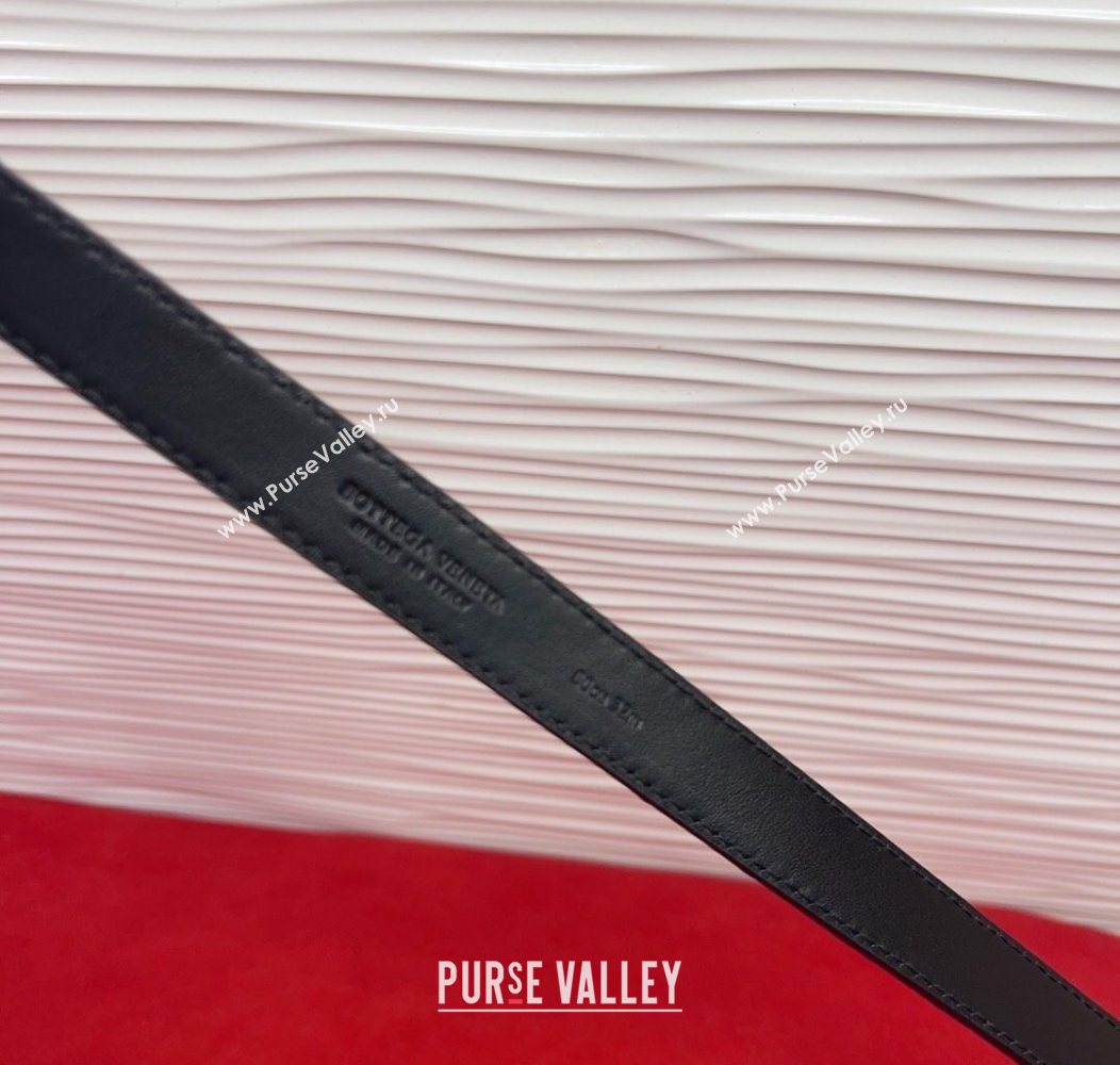 Bottega Veneta Intrecciato Leather Belt 2cm with Pin Buckle Black 2025 BV26010401 (99-260104049)