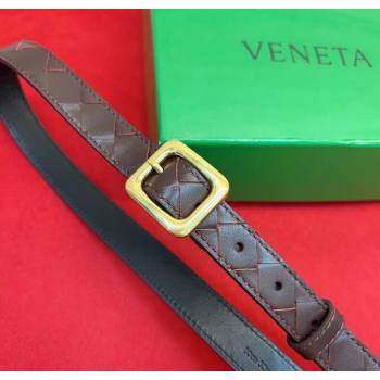 Bottega Veneta Intrecciato Leather Belt 2cm with Pin Buckle Dark Burgundy 2025 BV26010401 (99-260104050)
